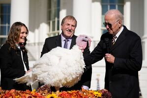 Joe Biden (r), Präsident der USA, begnadigt im Weißen Haus den nationalen Truthahn und «seinen Stellvertreter»., © Andrew Harnik/AP/dpa