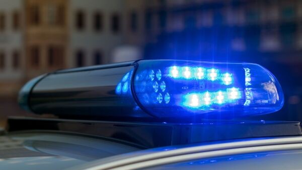 Das Blaulicht auf einem Fahrzeug der Polizei leuchtet in der Dunkelheit., © Monika Skolimowska/dpa-Zentralbild/dpa/Symbolbild