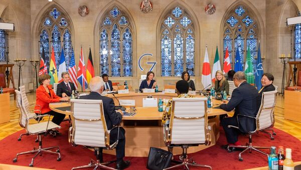 Die Arbeitssitzung der G7-Außenministerinnen und Außenminister im Historischen Rathaus von Münster., © Rolf Vennenbernd/dpa Pool/dpa
