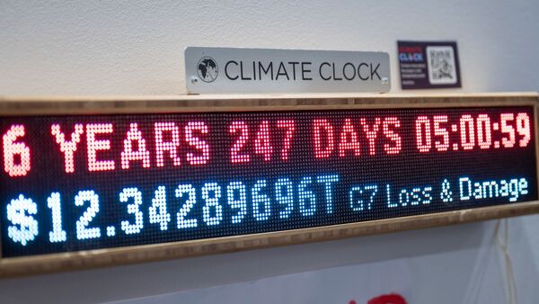 Die sogenannte «Klimauhr» auf dem UN-Klimagipfel COP27 in Sharm el Scheich., © Christophe Gateau/dpa